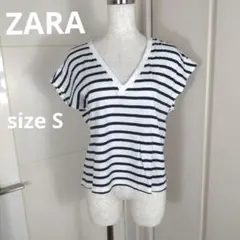 ZARA ストライプ Vネック ノースリーブ Tシャツ ザラ　S