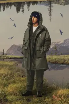 GU× UNDERCOVER 21AW パデットコート カーキ