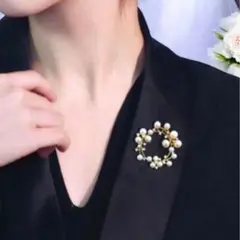 新品　ゴールド×パール　ブローチ　七五三　入学式　卒業式　高見え　パール