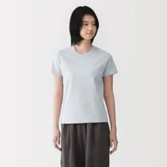 【無印良品】涼感汗じみしにくいクルーネック半袖Ｔシャツ　ライトブルー