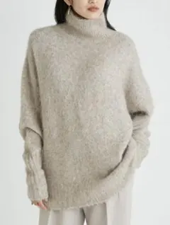 【セール】milla owen アルパカ混タートルシャギーニット　BEG