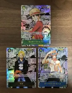 ワンピースカード ルフィ エース サボ コミパラ レッド 展示用 3枚