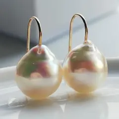 10mm　K14GF　パール　ひと粒フックピアス　あこや真珠　アコヤ