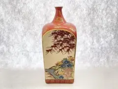希少 湖東焼 金襴手立体釉 大型美品 金彩 陶磁器 六角花瓶 風景画 伝統