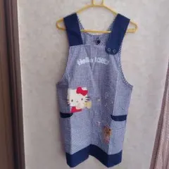 Hello Kitty エプロン 青・白チェック