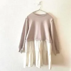 ☆【コルザ】ドッキングチュニック ティアード 綿混 異素材 切替 S