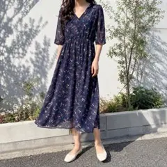 LOWRYS FARM 小花柄ロングワンピース M