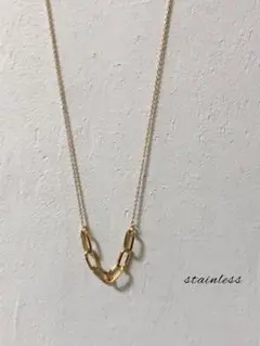 サージカルステンレス（オールステンレス）オーバルだ円チェーンロングネックレス