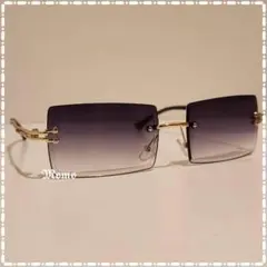 ◀︎リムレス サングラス ★新品︰未使用品★スクエアグレーグラサン おしゃれ