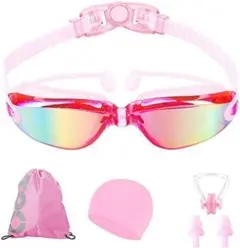 ゴーグル スイミング　水中メガネ 子供用 ゴーグル 水泳ゴーグル　4点セット