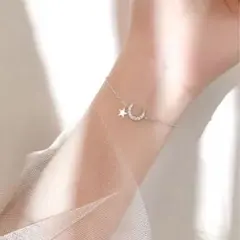 星と月のプレスレット　シルバー　かわいい