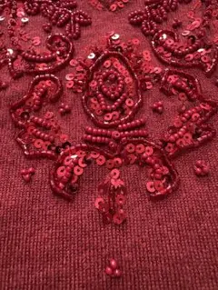 GEORGES RECH 赤いビーズ刺繍半袖ニット　サイズ38 Tシャツ