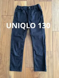 UNIQLO 130 ブラックパンツ　ゴムウエスト調節可能q