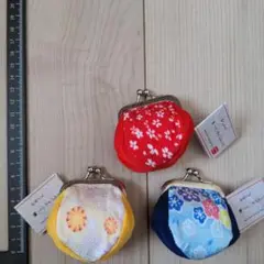 ちりめんミニがま口コインケース　3個セット