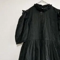 Reclaimed Vintage パフスリーブ ティアードワンピ【M】ブラック