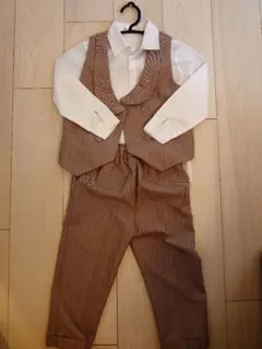 フォーマルスーツ 110cm ブラウンストライプ