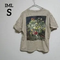 IML 【S】 バック花柄プリント　Tシャツ　ベージュ　グラフィックデザイン