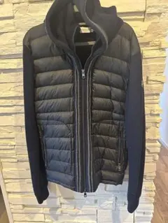 MONCLER ダウンニットパーカー ブラック✖️ネイビー　ニットダウン　サイズL