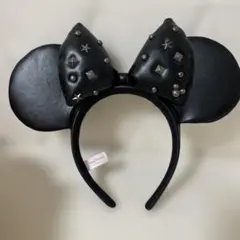 ディズニー　黒いミッキー耳カチューシャ スタッズ付き