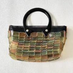 美品！HARUBEシリーズ、クリスタルピッグスキンハンドバッグ - メルカリ