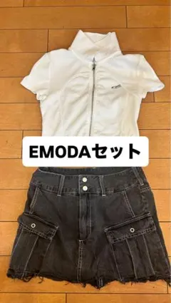 新品タグ付】コーデセット エモダ ミーア ミニスカート スエード 
