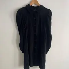 ZARA シャツワンピース パフスリーブ　ブラック 膝丈　M