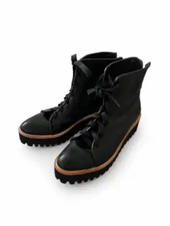 未使用！nouer x ALLコラボブラック 厚底レースアップ　ブーツ 24.5