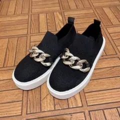 美品 厚底スリッポン 黒 ブラック