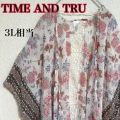 TIME AND TRU 花柄 ボタニカル柄 カーディガン 3L相当