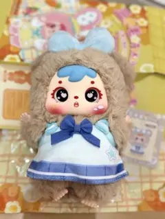 Baby Three TYKE3 (ブラウン色) クマの着ぐるみ人形 青いドレス