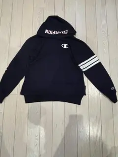 Champion ネイビー フード付きパーカー