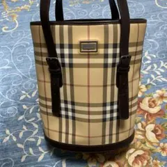 希少 Burberry トートバッグ ノバチェック バケツ型 レザー バーバリー