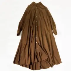 ジムフレックス　Aライン　シャツワンピース ブラウン　ゆったり　Gymphlex