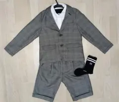 入学式 卒業式用 branshes フォーマルスーツ チェック柄4点セット