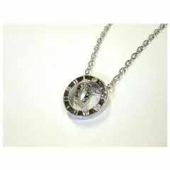 ☆大人気☆ダブルリングネックレス・ユニセックス シルバー×クリスタル515