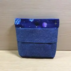 デニム風×宇宙柄　移動ポケット ハンドメイド