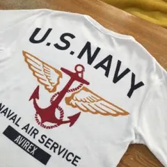 AVIREX U.S. NAVY　リブ素材　長袖カットソー　Lサイズ