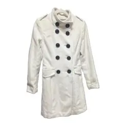 姫ギャル ホワイト コート Pコート ふわふわ デカボタン