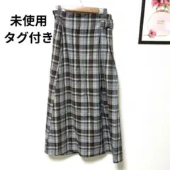 チェック柄 フレアロングスカート L 新品未使用