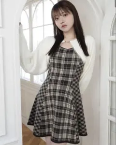 リップサービス フェザーチェックアンサンブルワンピース ブラウン