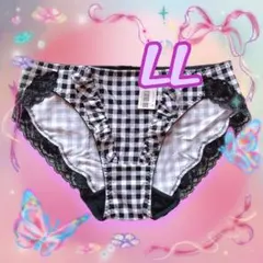 エメフィール❣️ショーツ パンティ ギンガムチェック柄 フリル フェミニン LLのサムネイル