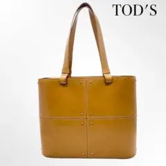 TOD'S トッズ パネルステッチ レザートート A4 肩掛け キャメル