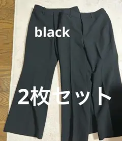 か*新様 UNIQLO スマートフレアパンツ/丈短め　black ２枚セット