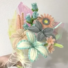 枯れないお花　モールフラワー　ハンドメイド　花束　ブーケ　ランダムカード付き