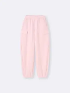 GU パフスウェットカーゴバレルレッグパンツ ピンク