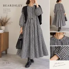 美品】BEARDSLEY✴︎先染めギャザーワンピース ギンガムチェック