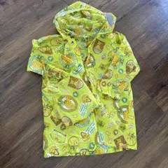 男の子110㎝　レインコート　カッパ　梅雨　アニマル柄　黄緑　ケース付き
