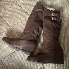 4Ｌサイズ スエード ロングブーツ バックル付き