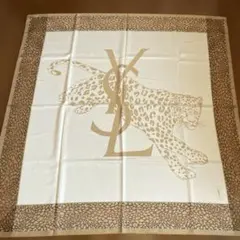 YvesSaintLaurent レオパード柄 ウールストール 138㎝