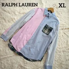 希少サイズXL✨ ラルフローレン 長袖シャツ 切替デザイン 背面チェック